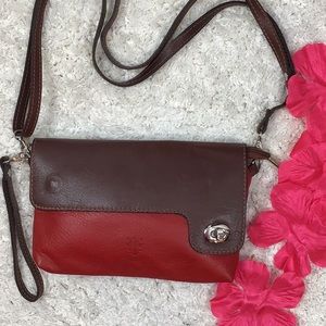 Florence Italian leather crossbody wristlet